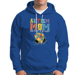 Autism Mom Hoodie Her Fight is My Fight Puzzle Raised Fist TS01 Royal Blue Printyourwear