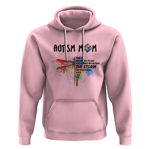 Autism Mom Hoodie She Whispered Back I Am The Storm Rainbow Dragonfly TS02 Light Pink Printyourwear