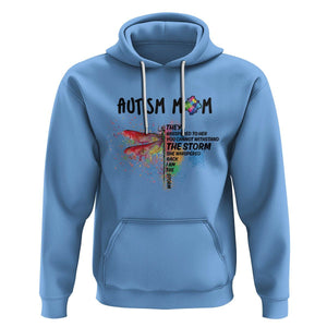 Autism Mom Hoodie She Whispered Back I Am The Storm Rainbow Dragonfly TS02 Carolina Blue Printyourwear