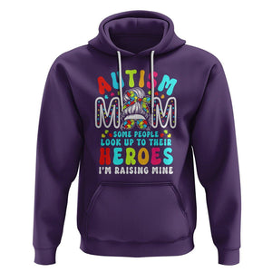 Autism Mom Hoodie Some People Look Up to Heroes I'm Raising Mine Messy Bun Mother TS01 Purple Printyourwear