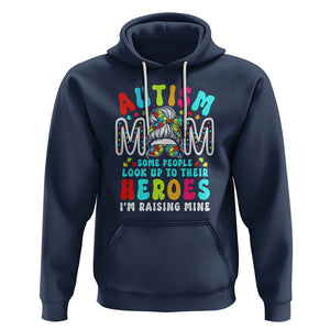 Autism Mom Hoodie Some People Look Up to Heroes I'm Raising Mine Messy Bun Mother TS01 Navy Printyourwear