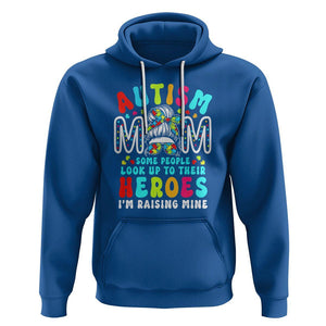 Autism Mom Hoodie Some People Look Up to Heroes I'm Raising Mine Messy Bun Mother TS01 Royal Blue Printyourwear