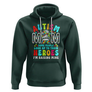 Autism Mom Hoodie Some People Look Up to Heroes I'm Raising Mine Messy Bun Mother TS01 Dark Forest Green Printyourwear