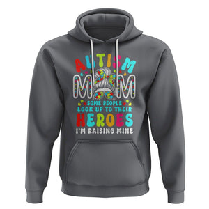 Autism Mom Hoodie Some People Look Up to Heroes I'm Raising Mine Messy Bun Mother TS01 Charcoal Printyourwear