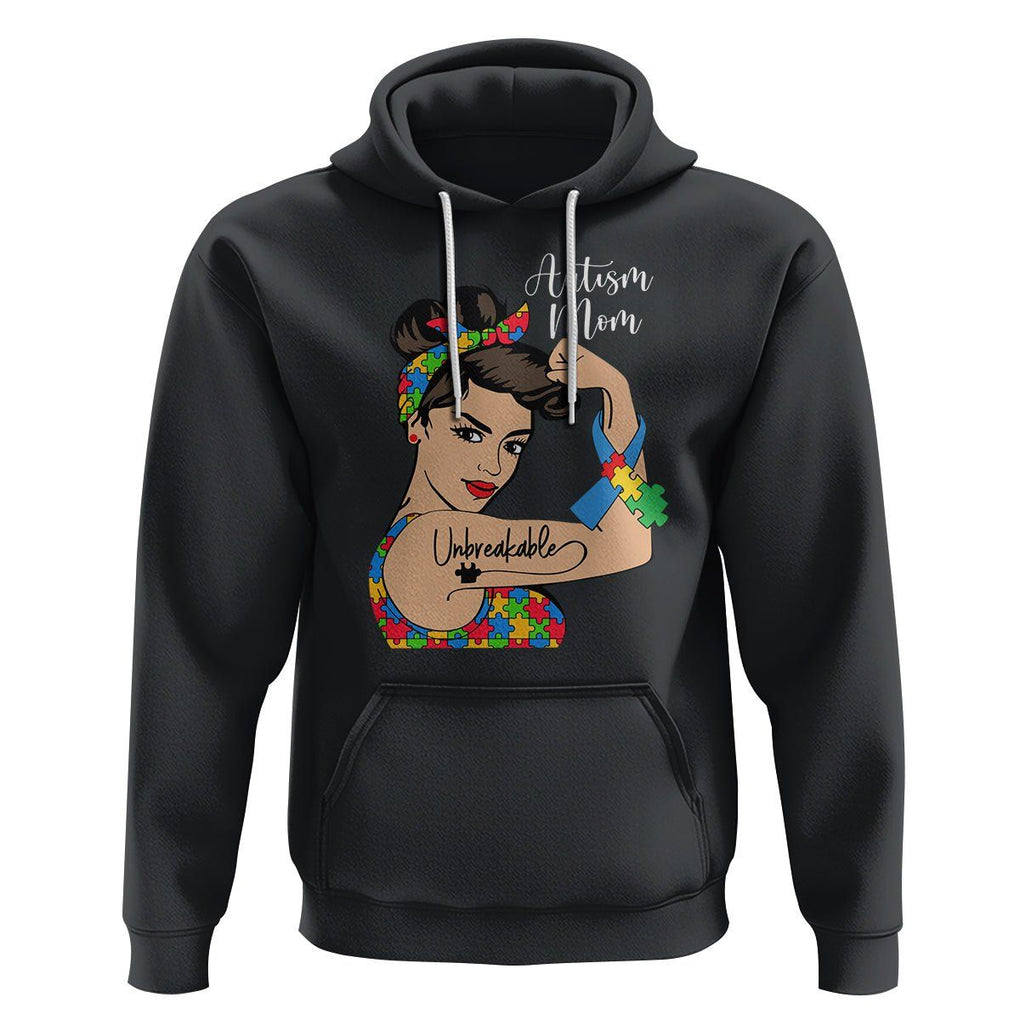 Autism Mom Hoodie Unbreakable Woman TS01 Black Printyourwear