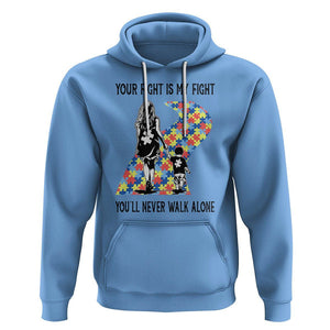 Autism Mom Hoodie Your Fight Is My Fight Never Walk Alone Mother And Son TS01 Carolina Blue Printyourwear