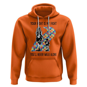 Autism Mom Hoodie Your Fight Is My Fight Never Walk Alone Mother And Son TS01 Orange Printyourwear