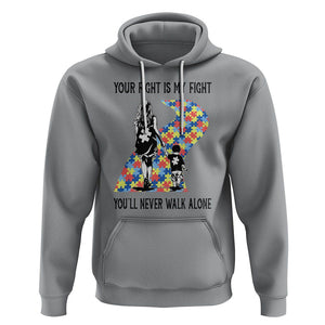 Autism Mom Hoodie Your Fight Is My Fight Never Walk Alone Mother And Son TS01 Sport Gray Printyourwear