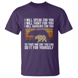 Autism Mom T Shirt I Will Speak Fight Advocate For You So That One Day You Can Do It For Yourself Retro Mama Bear TS01 Purple Printyourwear