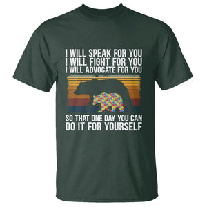 Autism Mom T Shirt I Will Speak Fight Advocate For You So That One Day You Can Do It For Yourself Retro Mama Bear TS01 Dark Forest Green Printyourwear