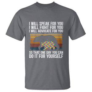 Autism Mom T Shirt I Will Speak Fight Advocate For You So That One Day You Can Do It For Yourself Retro Mama Bear TS01 Charcoal Printyourwear