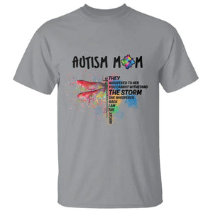 Autism Mom T Shirt She Whispered Back I Am The Storm Rainbow Dragonfly TS02 Sport Gray Printyourwear