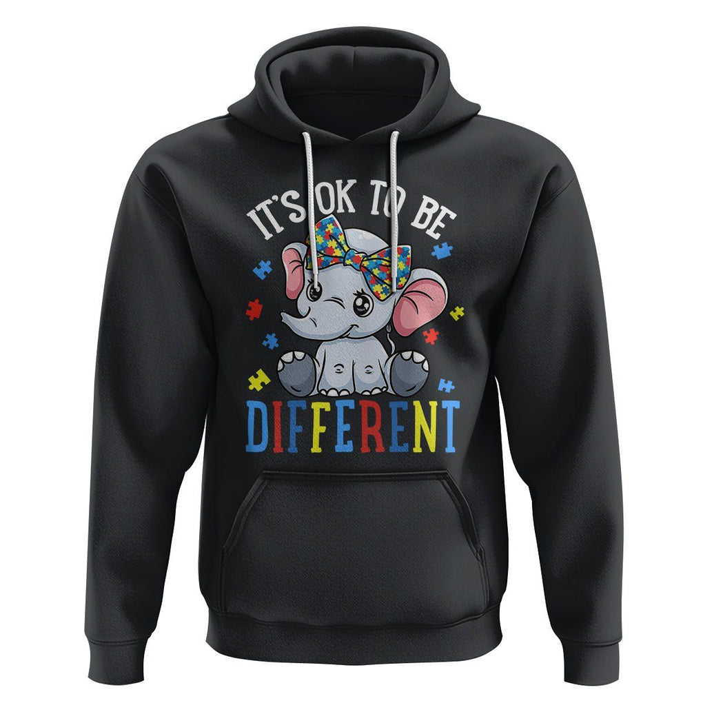 Autism Month Hoodie It's Okay To Be Different Elephant TS01 Black Printyourwear