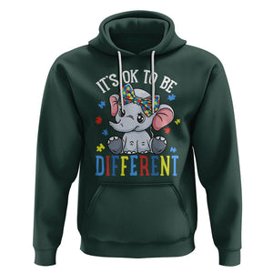 Autism Month Hoodie It's Okay To Be Different Elephant TS01 Dark Forest Green Printyourwear