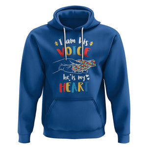 Autism Parent Hoodie I Am His Voice He Is My Heart Mom Dad Family Love Support TS02 Royal Blue Printyourwear