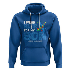 Autism Parents Hoodie I Wear Blue For My Son Family Support Puzzle Blue Ribbon TS01 Royal Blue Printyourwear