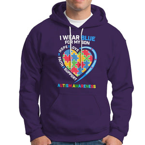 Autism Parents Hoodie I Wear Blue For My Son, Understanding Acceptance Courage Strength, Puzzle Heart TS01 Purple Printyourwear