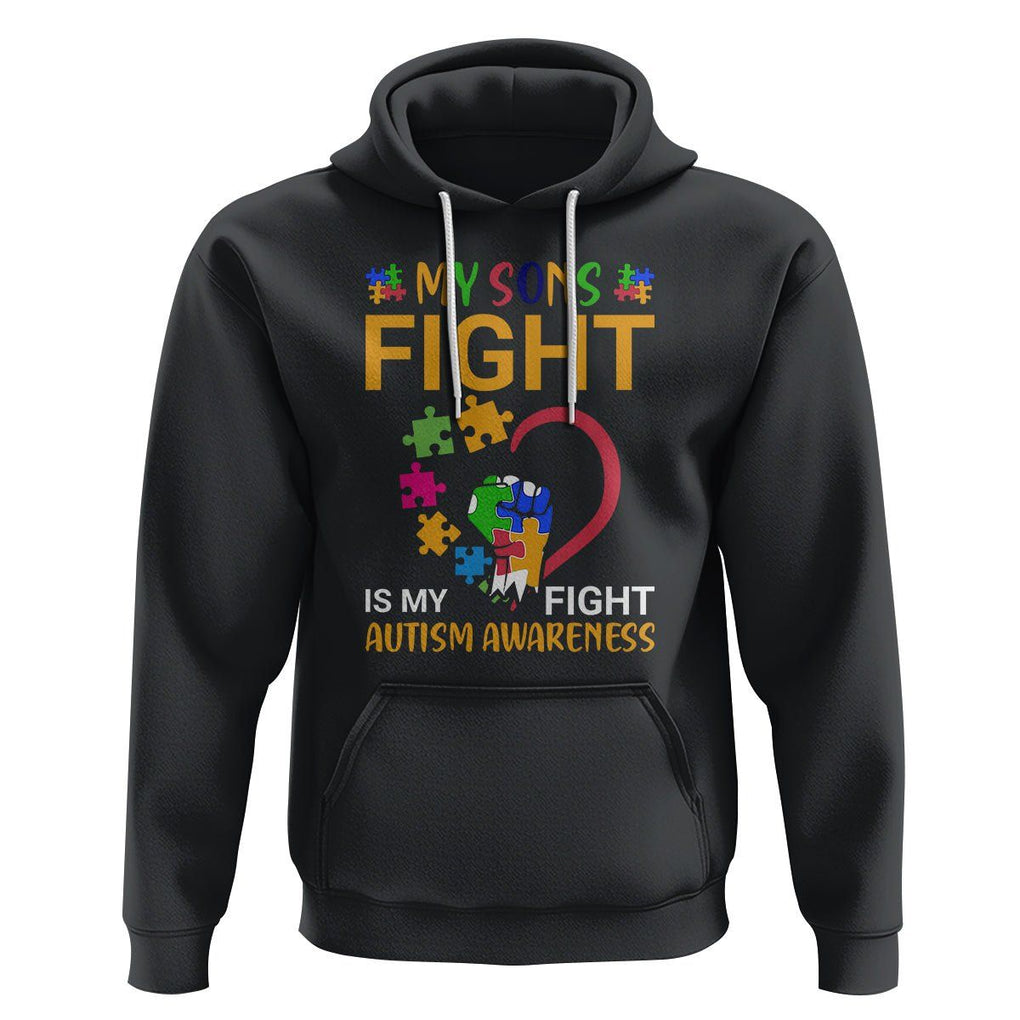 Autism Parents Hoodie My Son Fight is My Fight Jigsaw Puzzle TS01 Black Printyourwear