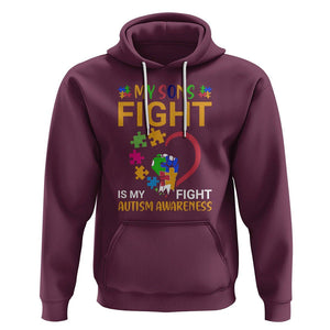 Autism Parents Hoodie My Son Fight is My Fight Jigsaw Puzzle TS01 Maroon Printyourwear