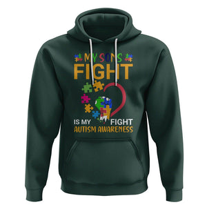 Autism Parents Hoodie My Son Fight is My Fight Jigsaw Puzzle TS01 Dark Forest Green Printyourwear