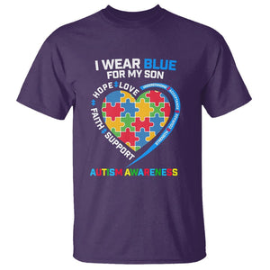 Autism Parents T Shirt I Wear Blue For My Son, Understanding Acceptance Courage Strength, Puzzle Heart TS01 Purple Printyourwear