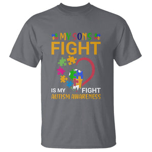 Autism Parents T Shirt My Son Fight is My Fight Jigsaw Puzzle TS01 Charcoal Printyourwear