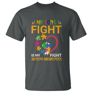 Autism Parents T Shirt My Son Fight is My Fight Jigsaw Puzzle TS01 Dark Heather Printyourwear