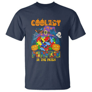 Autism Pumpkin T Shirt Coolest Pumpkin In The Patch Puzzle Piece Halloween TS02 Navy Printyourwear