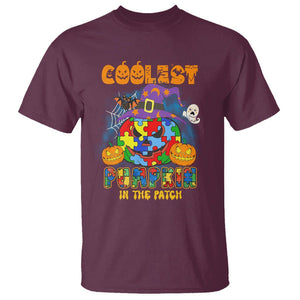 Autism Pumpkin T Shirt Coolest Pumpkin In The Patch Puzzle Piece Halloween TS02 Maroon Printyourwear