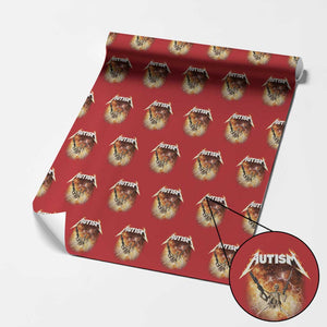 Autism Skeleton Funny Meme Wrapping Paper Roll Fire Burning Flames TS11 Red Print Your Wear