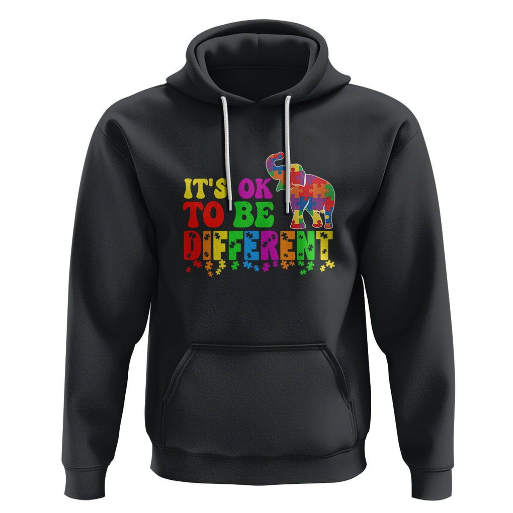 Autism Speaks Hoodie It's Okay To Be Different Elephant TS01 Black Printyourwear