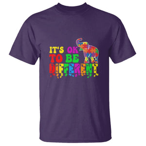 Autism Speaks T Shirt It's Okay To Be Different Elephant TS01 Purple Printyourwear