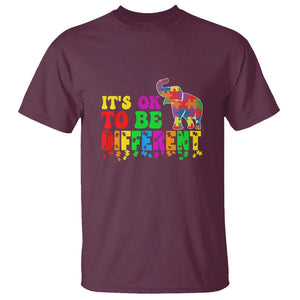 Autism Speaks T Shirt It's Okay To Be Different Elephant TS01 Maroon Printyourwear