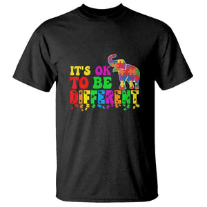 Autism Speaks T Shirt It's Okay To Be Different Elephant TS01 Black Printyourwear