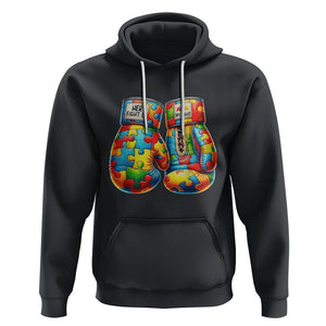 Autism Support Hoodie Her Fight is My Fight Jigsaw Puzzle Boxing Gloves TS01 Black Printyourwear