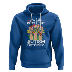 Autism Support Hoodie Her Fight is My Fight Together Puzzle Ribbon Raised Fists TS01 Royal Blue Printyourwear