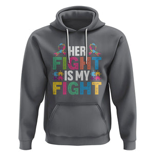 Autism Support Hoodie Her Fight is My Fight Warriors Jigsaw Fighters Puzzle Ribbon TS01 Charcoal Printyourwear