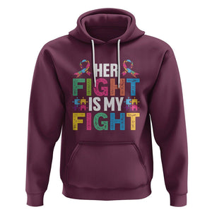 Autism Support Hoodie Her Fight is My Fight Warriors Jigsaw Fighters Puzzle Ribbon TS01 Maroon Printyourwear