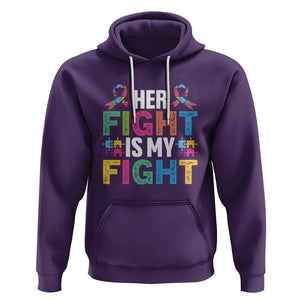 Autism Support Hoodie Her Fight is My Fight Warriors Jigsaw Fighters Puzzle Ribbon TS01 Purple Printyourwear