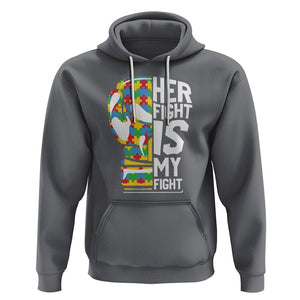 Autism Support Hoodie Her Fight is My Fight Warriors Jigsaw Puzzle Boxing Glove TS01 Charcoal Printyourwear