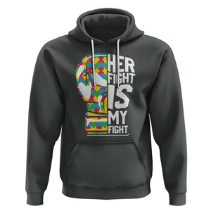 Autism Support Hoodie Her Fight is My Fight Warriors Jigsaw Puzzle Boxing Glove TS01 Dark Heather Printyourwear