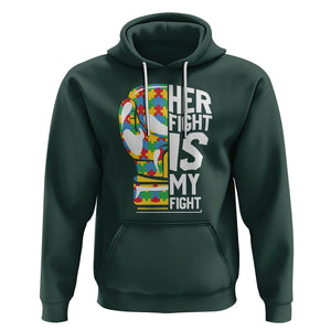 Autism Support Hoodie Her Fight is My Fight Warriors Jigsaw Puzzle Boxing Glove TS01 Dark Forest Green Printyourwear