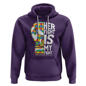 Autism Support Hoodie Her Fight is My Fight Warriors Jigsaw Puzzle Boxing Glove TS01 Purple Printyourwear