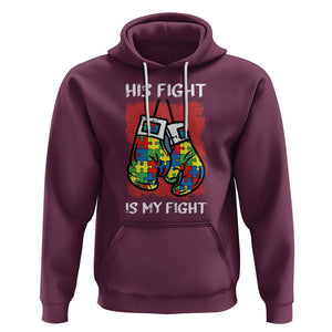 Autism Support Hoodie His Fight is My Fight Jigsaw Puzzle Boxing Gloves TS01 Maroon Printyourwear