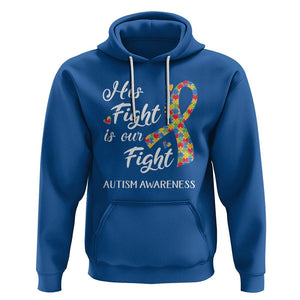 Autism Support Hoodie His Fight is My Fight Jigsaw Puzzle Ribbon TS01 Royal Blue Printyourwear