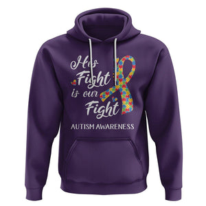 Autism Support Hoodie His Fight is My Fight Jigsaw Puzzle Ribbon TS01 Purple Printyourwear