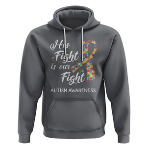 Autism Support Hoodie His Fight is My Fight Jigsaw Puzzle Ribbon TS01 Charcoal Printyourwear