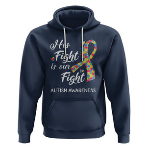 Autism Support Hoodie His Fight is My Fight Jigsaw Puzzle Ribbon TS01 Navy Printyourwear