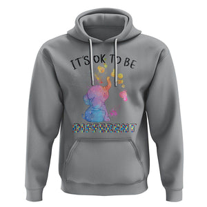 Autism Support Hoodie It's Ok To Be Different Cute Watercolor Elephant TS01 Sport Gray Printyourwear