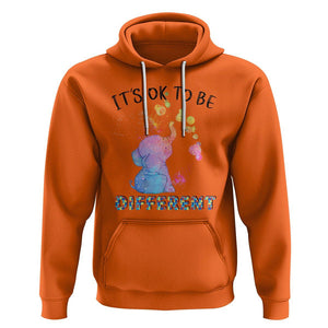 Autism Support Hoodie It's Ok To Be Different Cute Watercolor Elephant TS01 Orange Printyourwear